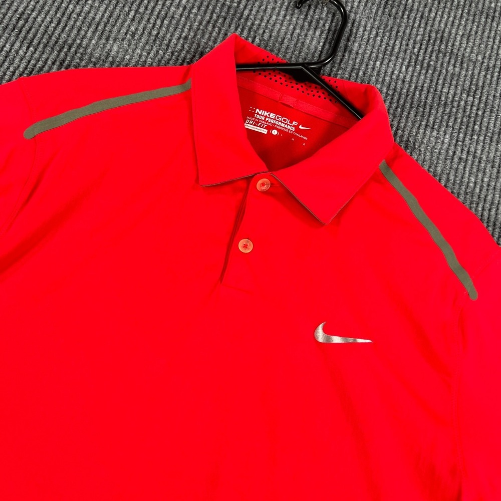Nike Golf Tour Performance Polo Shirt Mens Large Red Short Sleeve Casual Outdoor